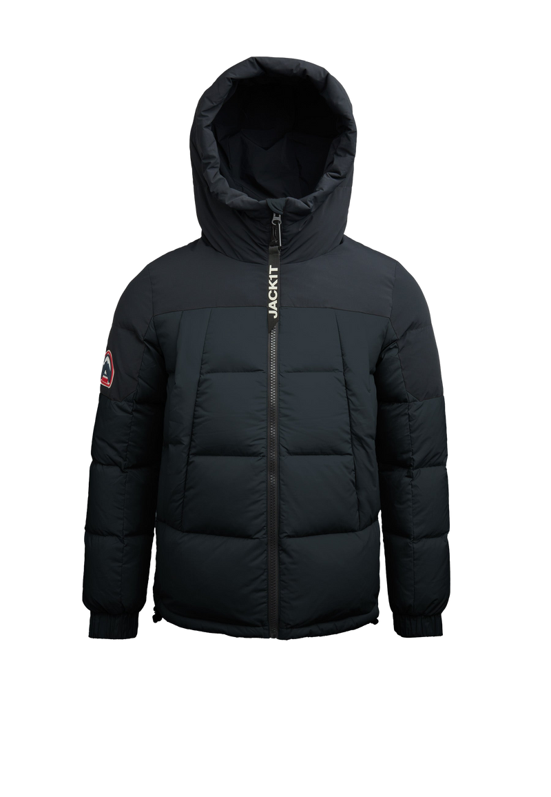 Luna Down Hooded Puffer Jacket flat lay swatch