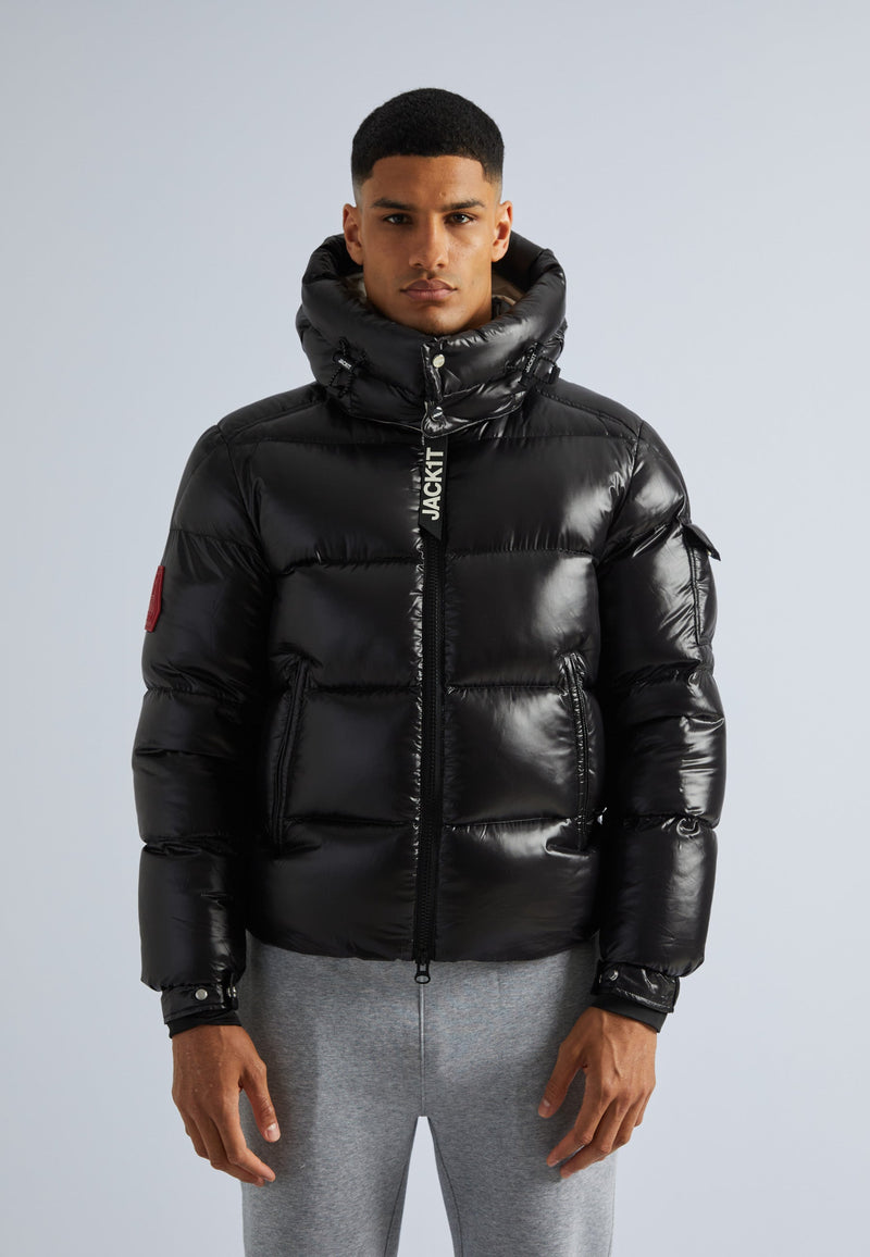 EZ Slick Puffer Hooded Jacket Black/Stone by JACK1T