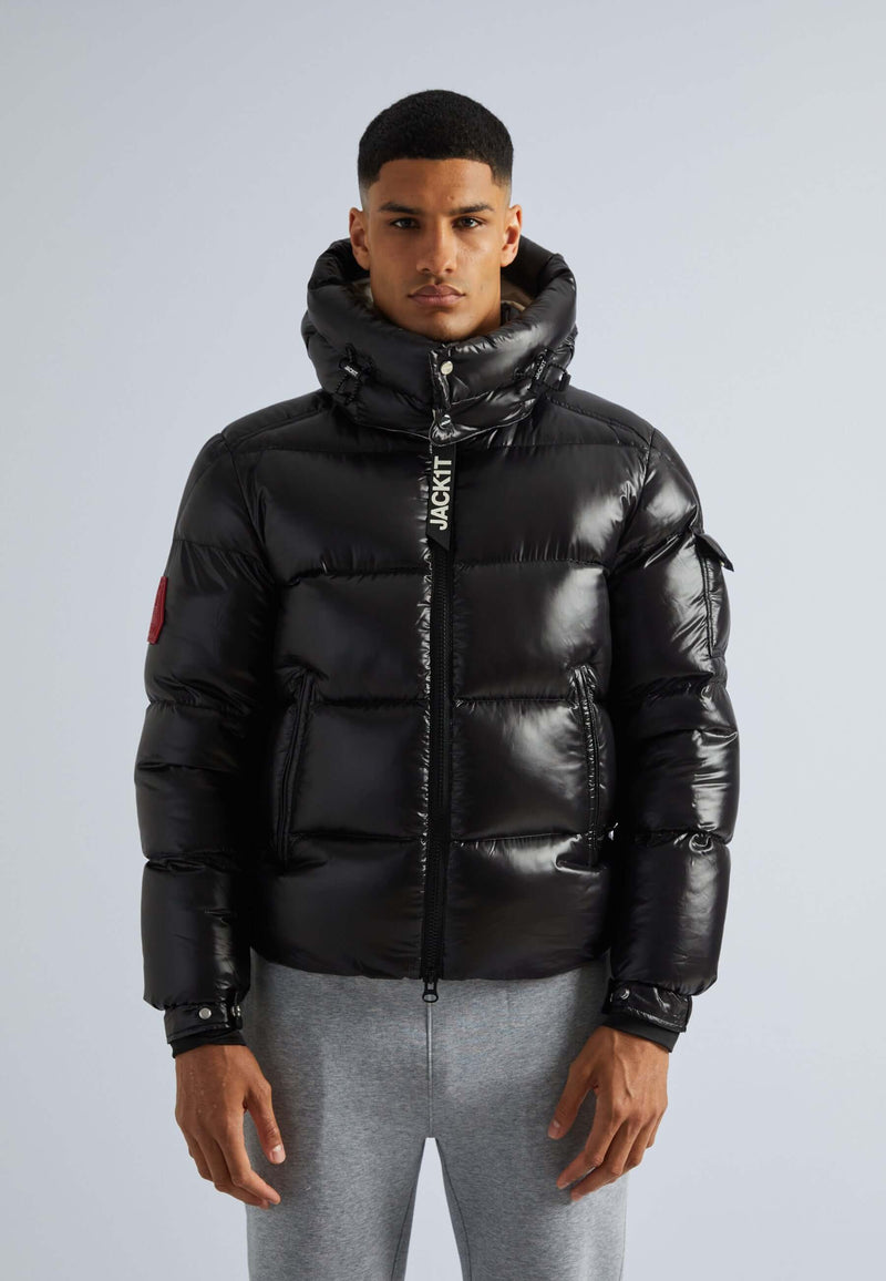 EZ Slick Puffer Hooded Jacket Black/Stone by JACK1T