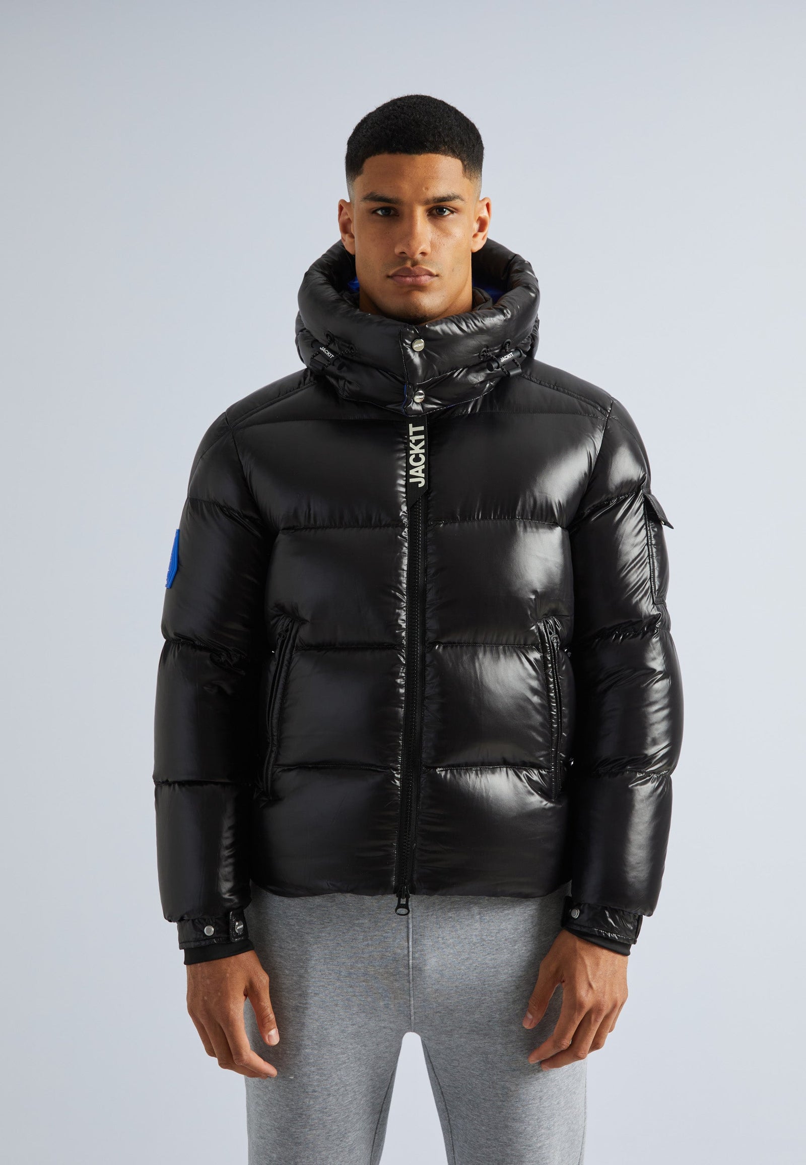 EZ Slick Puffer Hooded Jacket Black/Glacial Blue by JACK1T