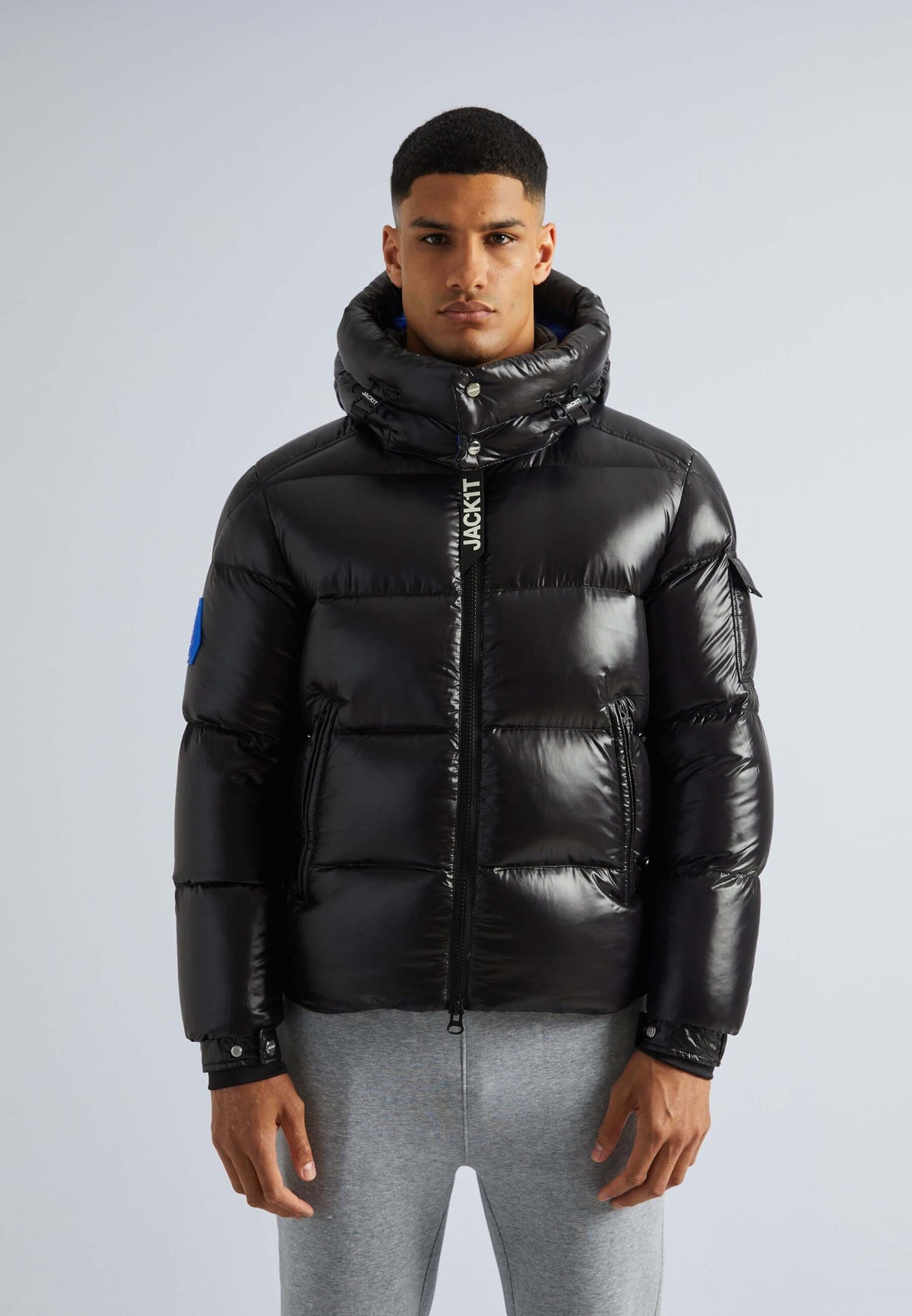 EZ Slick Puffer Hooded Jacket Black/Glacial Blue by JACK1T