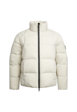 Cloud Lightweight Puffer Racer Jacket Stone flat lay swatch