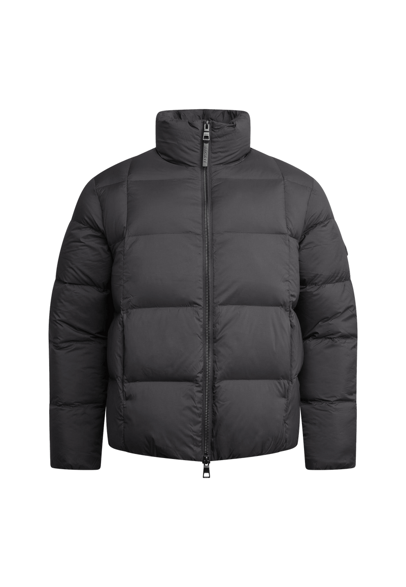 Cloud Lightweight Puffer Racer Jacket Black flat lay swatch