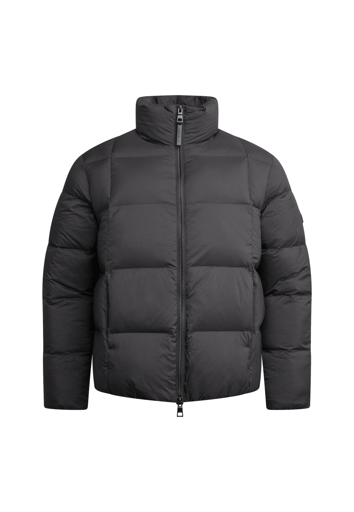Cloud Lightweight Puffer Racer Jacket Black flat lay swatch