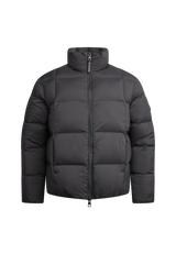 Cloud Lightweight Puffer Racer Jacket Black flat lay swatch