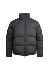 Cloud Lightweight Puffer Racer Jacket Black front view showcasing its sleek design and insulation features.
