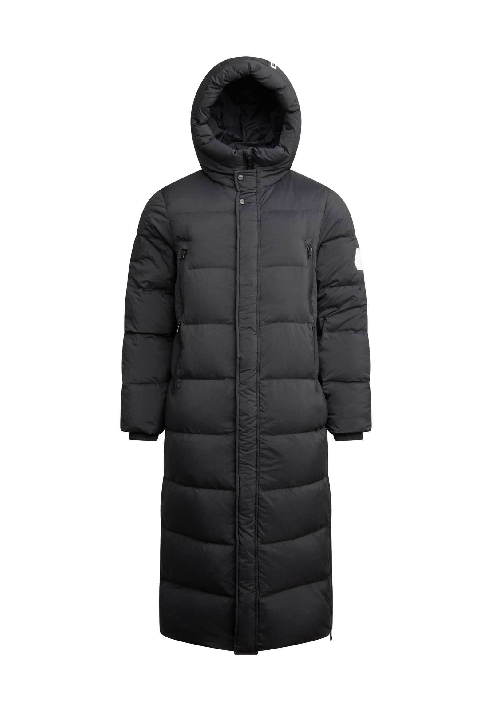 Nomad Parka Extra Long Coat 2.0 Black flat lay swatch