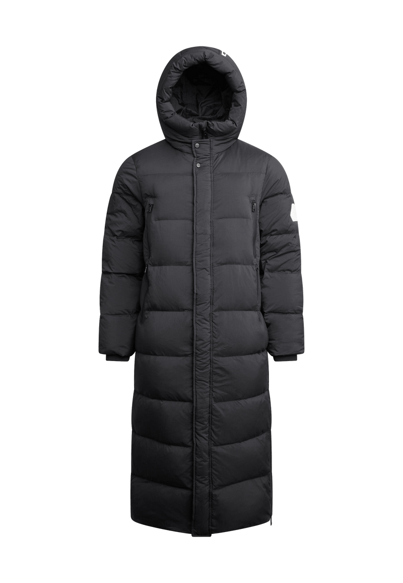 Nomad Parka Extra Long Coat 2.0 Black flat lay swatch