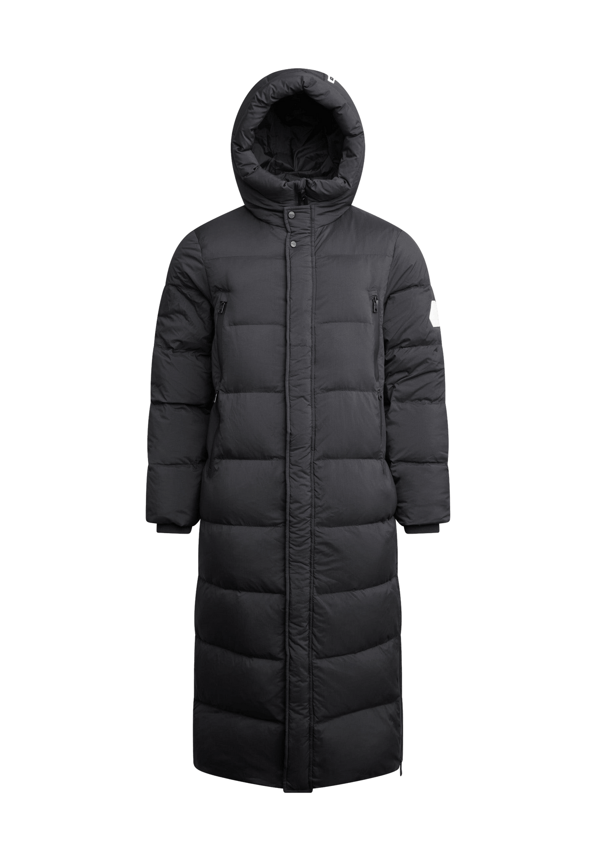 Nomad Parka Extra Long Coat 2.0 Black flat lay swatch