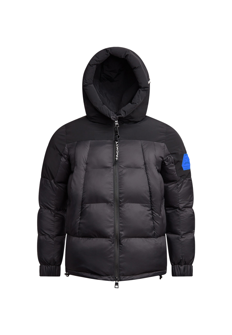 Luna Lightweight Puffer Jacket Black flat lay swatch
