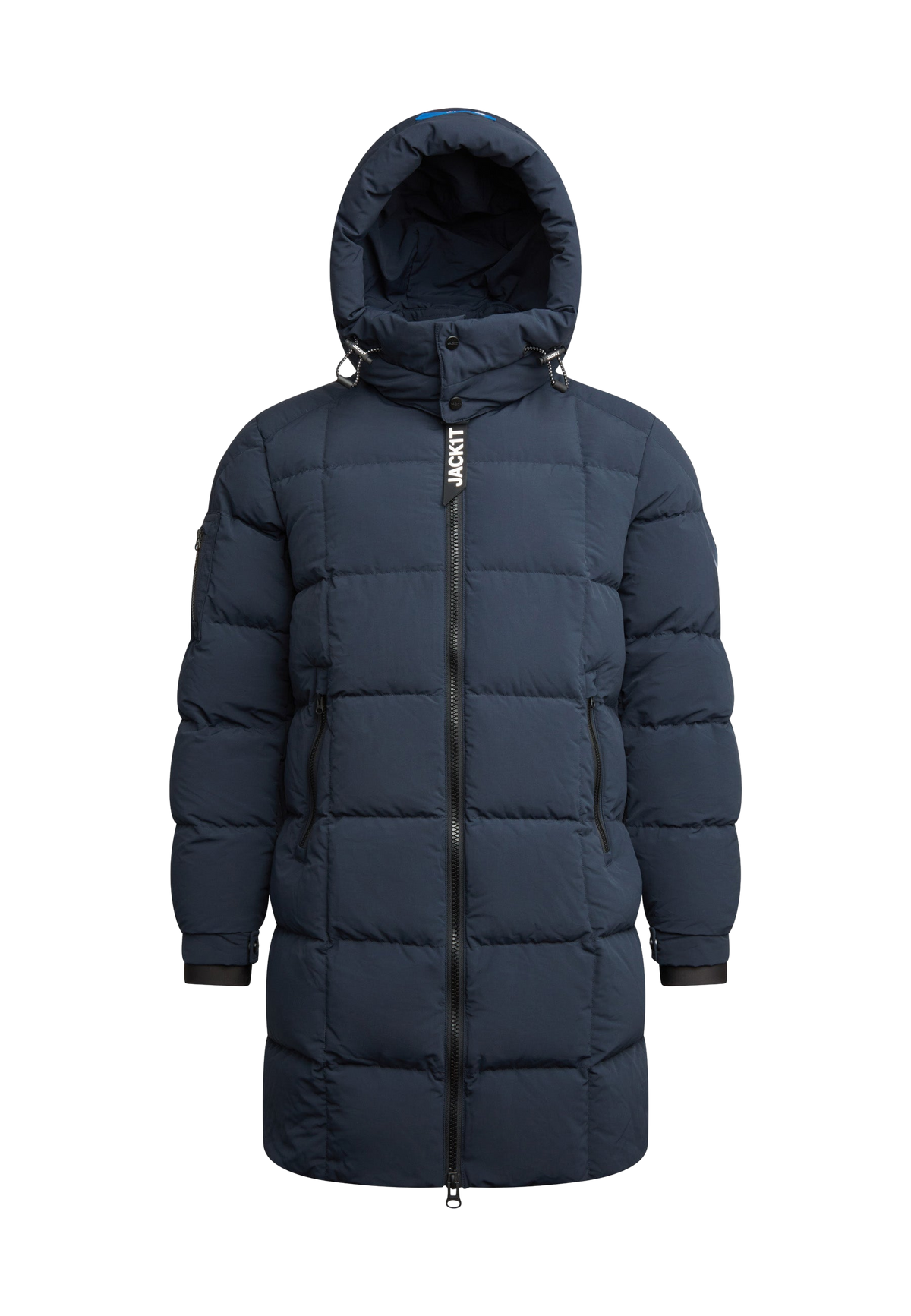EZ Boxed Long Down Puffer Coat Matt Ink flat lay swatch