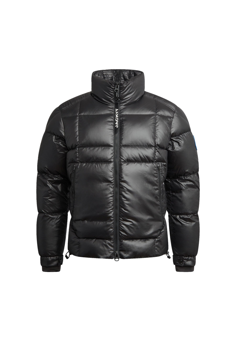 EZ Boxed Funnel Puffer Jacket Lux Black flat lay swatch