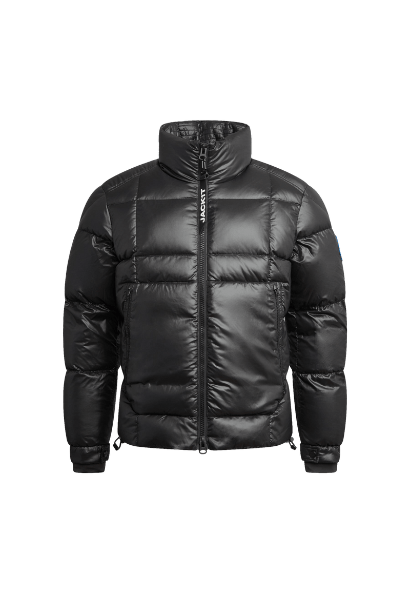 EZ Boxed Funnel Puffer Jacket Lux Black flat lay swatch