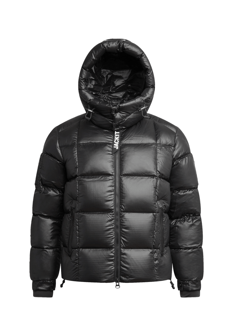 EZ Boxed Puffer Racer Jacket Lux Black flat lay swatch