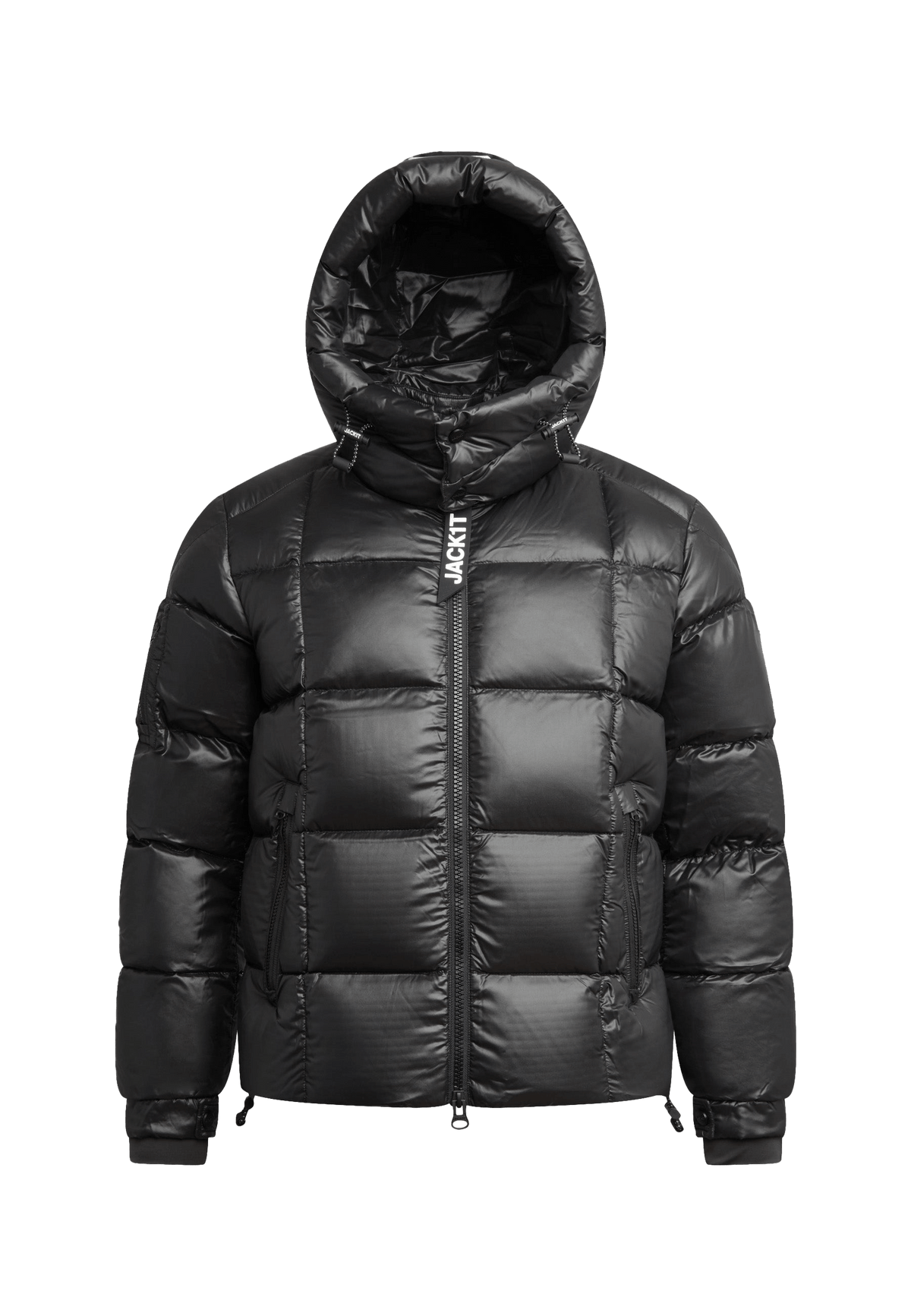 EZ Boxed Puffer Racer Jacket Lux Black flat lay swatch