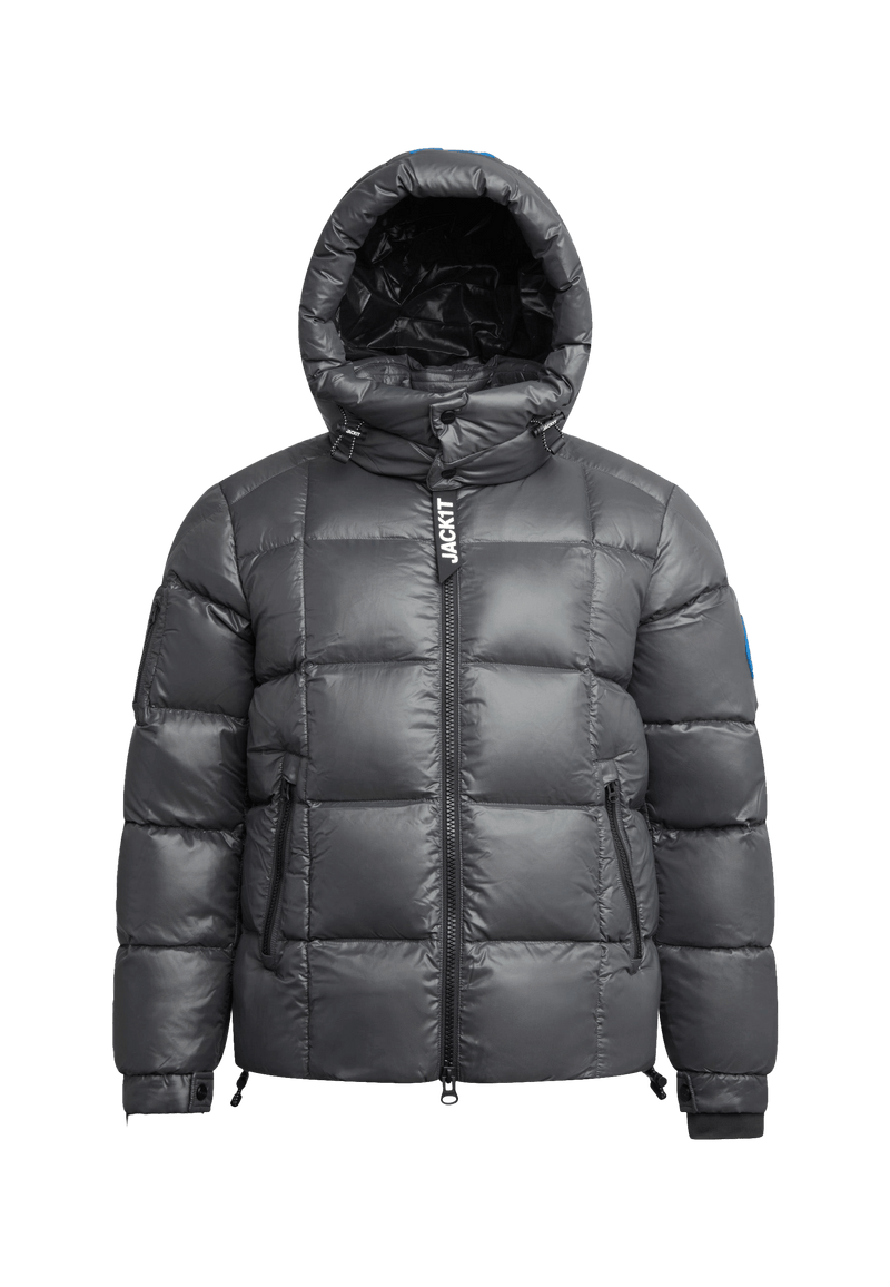 EZ Boxed Puffer Racer Jacket Lux Graphite flat lay swatch