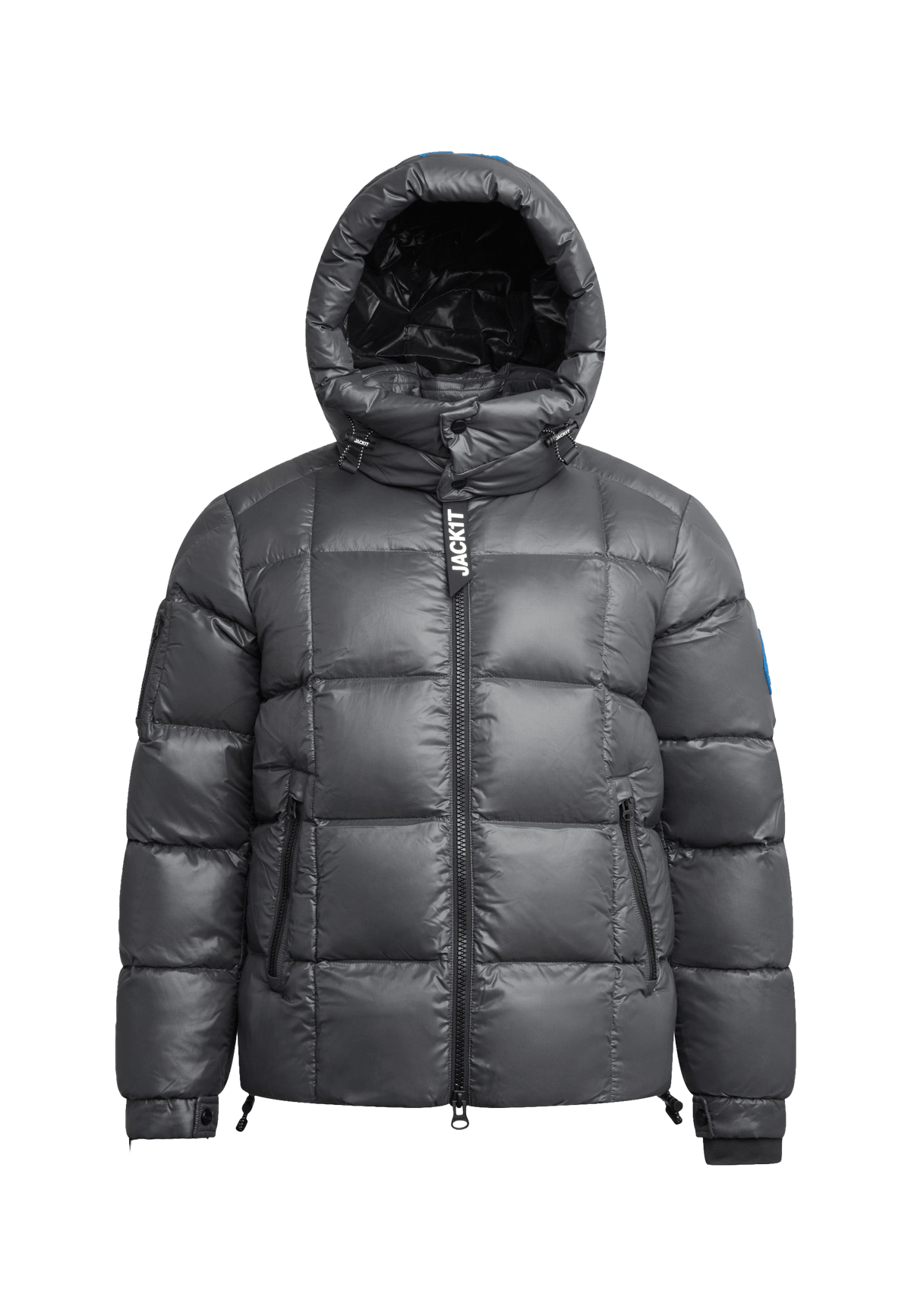 EZ Boxed Puffer Racer Jacket Lux Graphite flat lay swatch