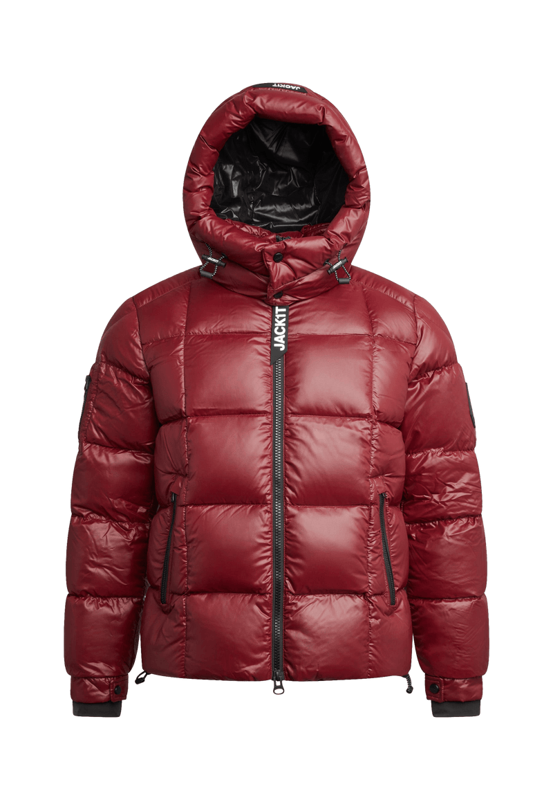 EZ Boxed Puffer Racer Jacket Lux Red flat lay swatch