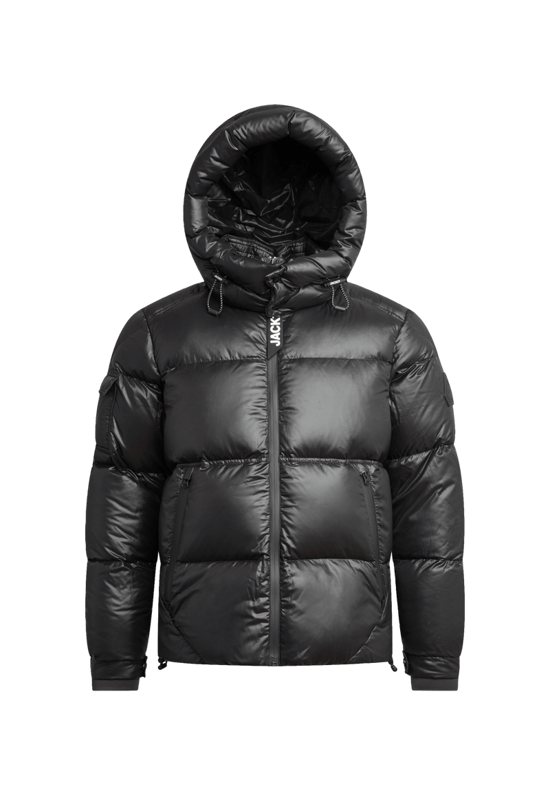 EZ Water Puffer Racer Jacket Lux Black flat lay swatch