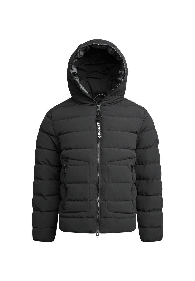 R4D Tramline Puffer Racer Jacket Matt Black flat lay swatch