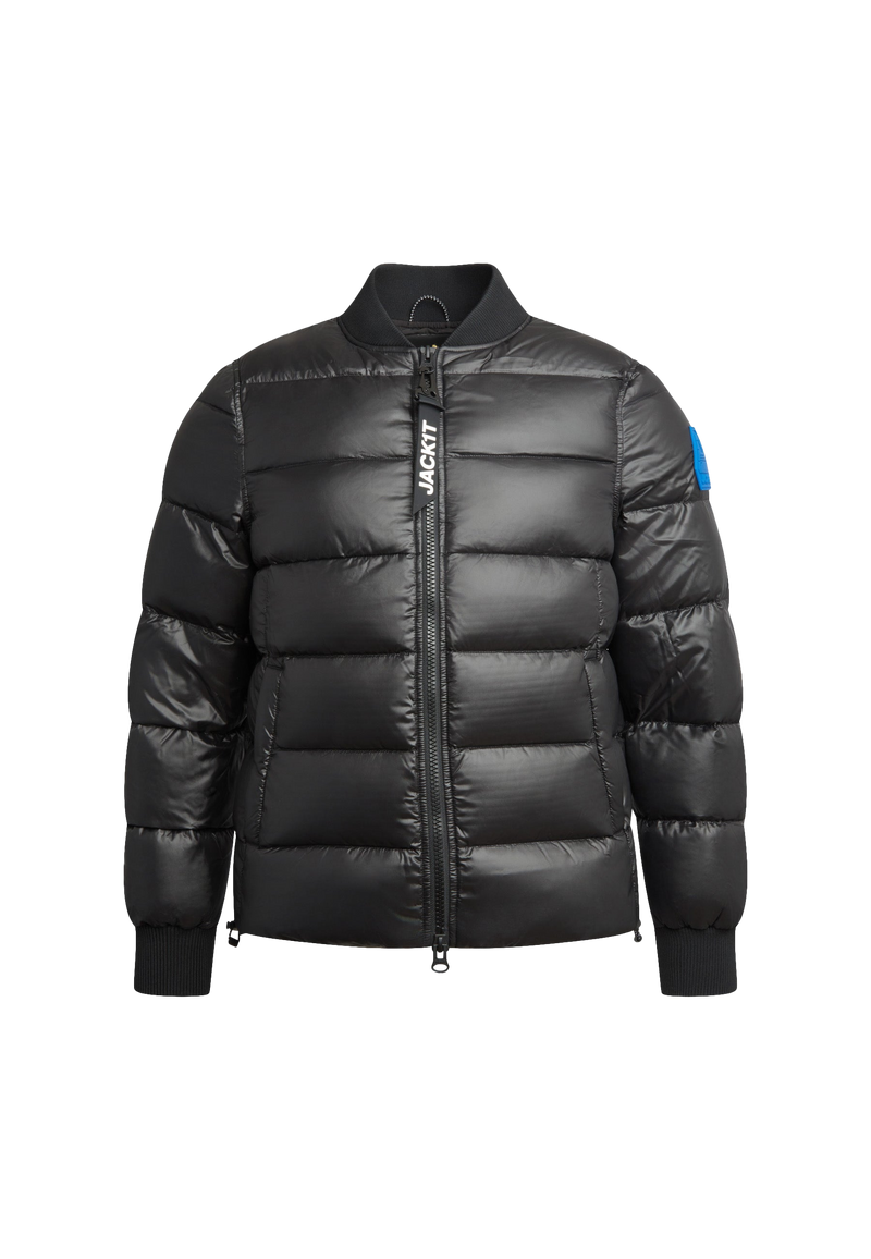 Vortex Black Bomber Jacket flat lay swatch