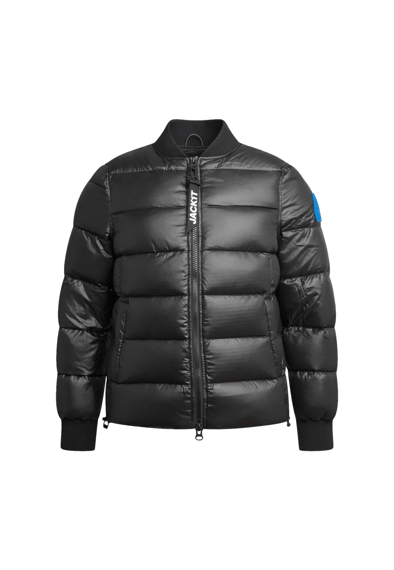 Vortex Black Bomber Jacket flat lay swatch