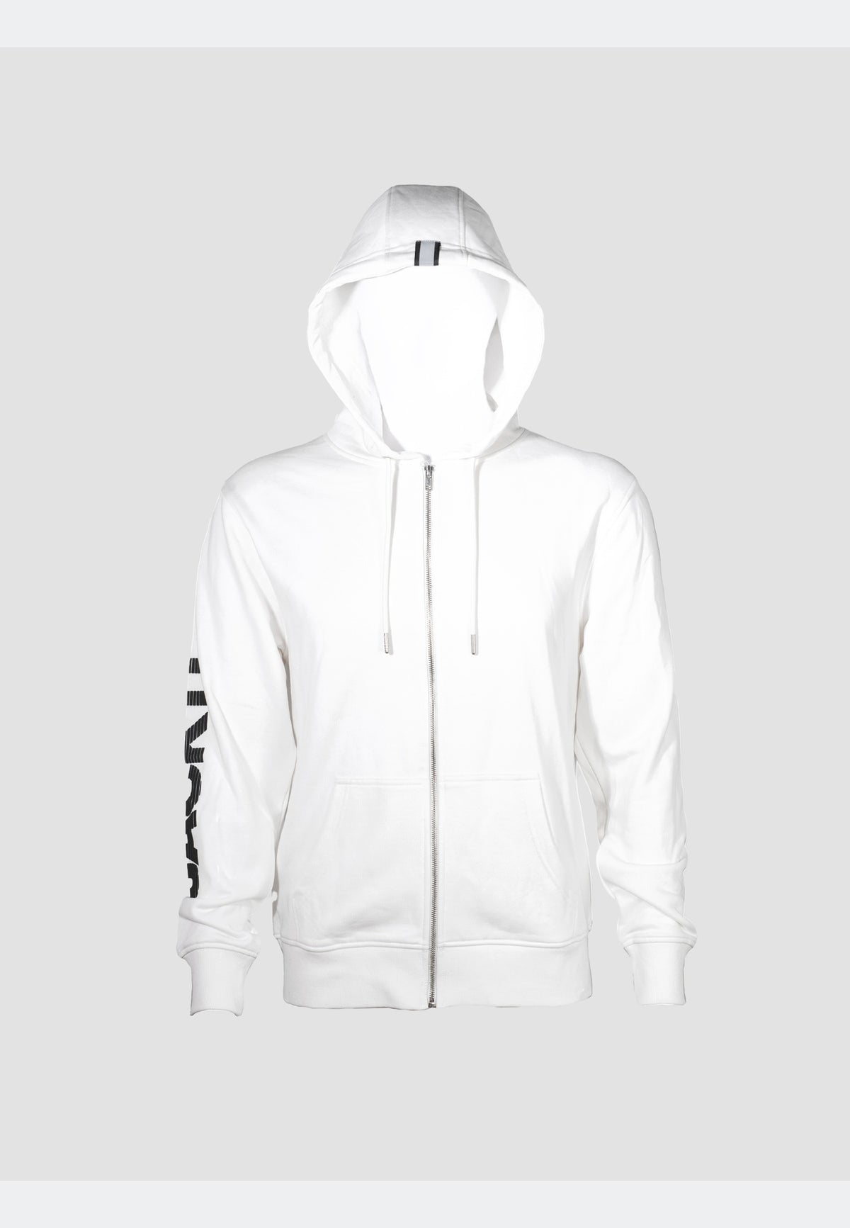 off white zip-through hoodie featuring a full zip and hood for relaxed comfort and effortless layering.