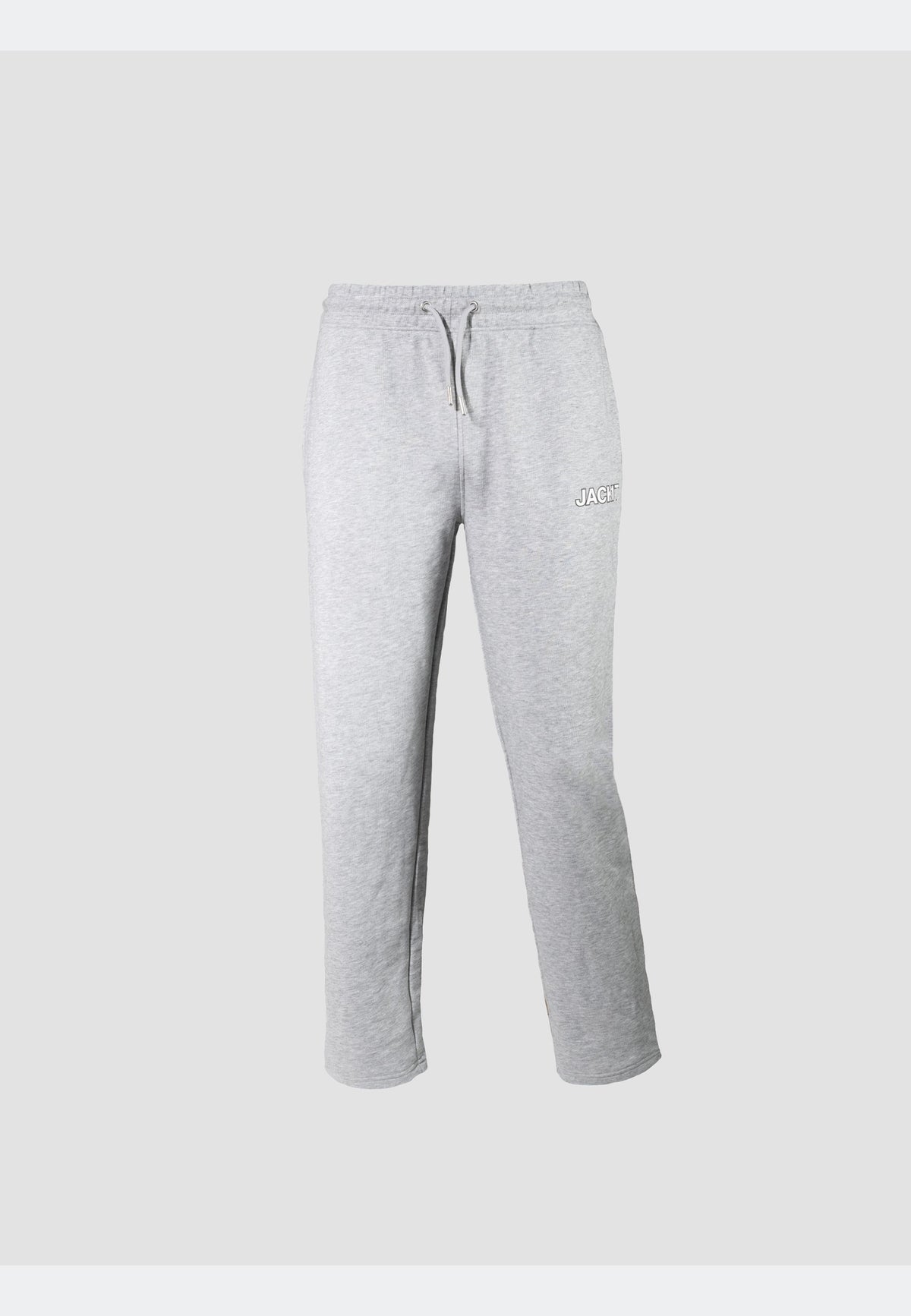 Relaxed grey joggers with elastic waistband and side pockets in mid grey heather style.