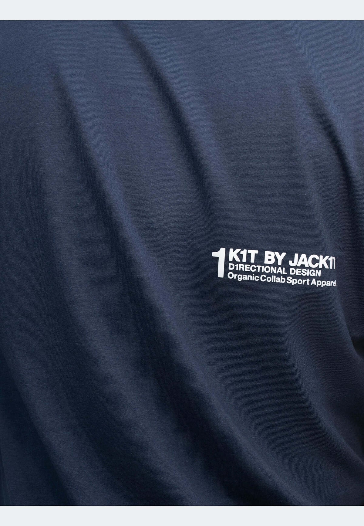Navy t-shirt featuring a stylish back print from 1K1T by JACK1, designed for comfort and performance.