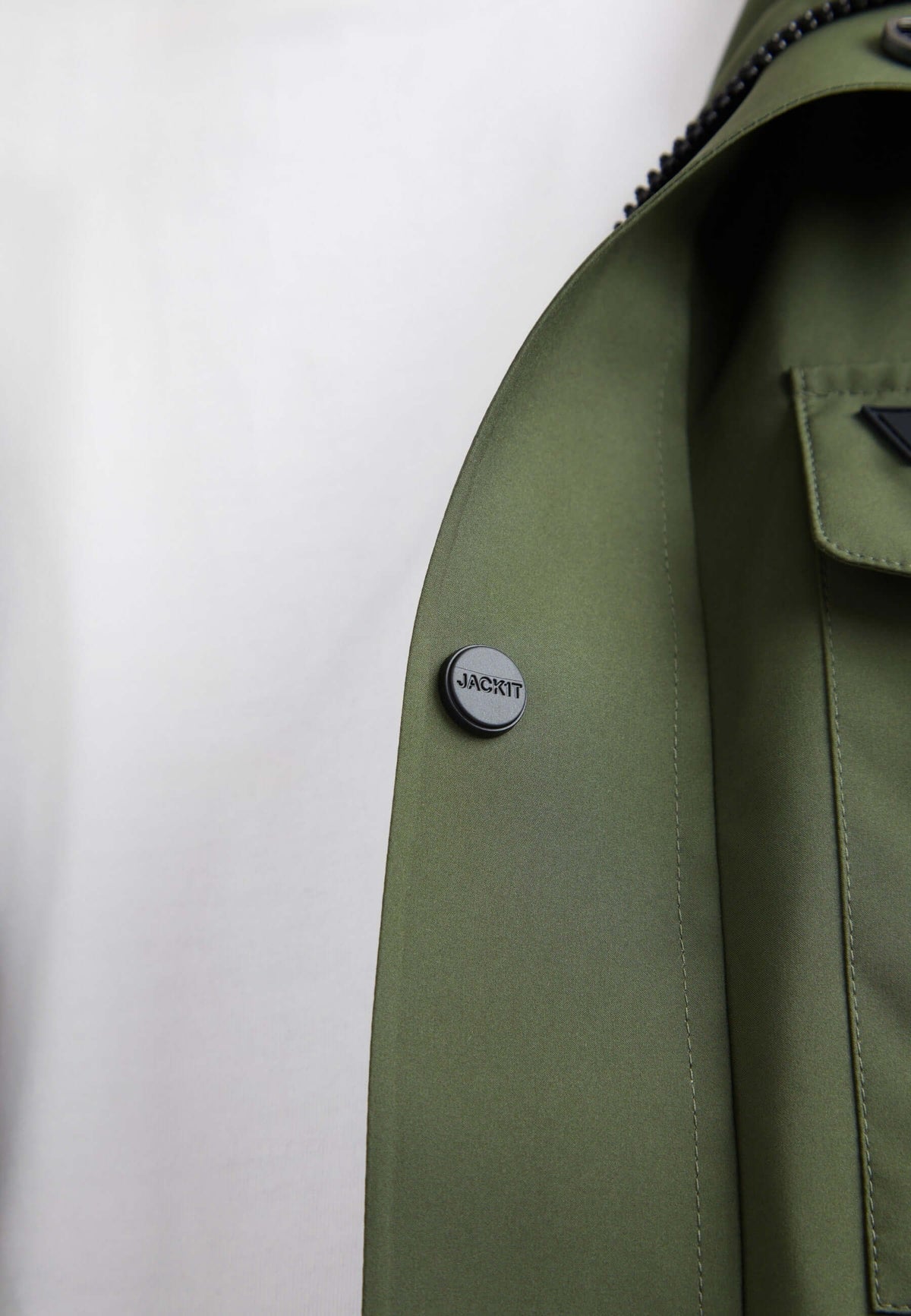 Thorium Hooded Jacket Deep Olive detail shot by JACK1T