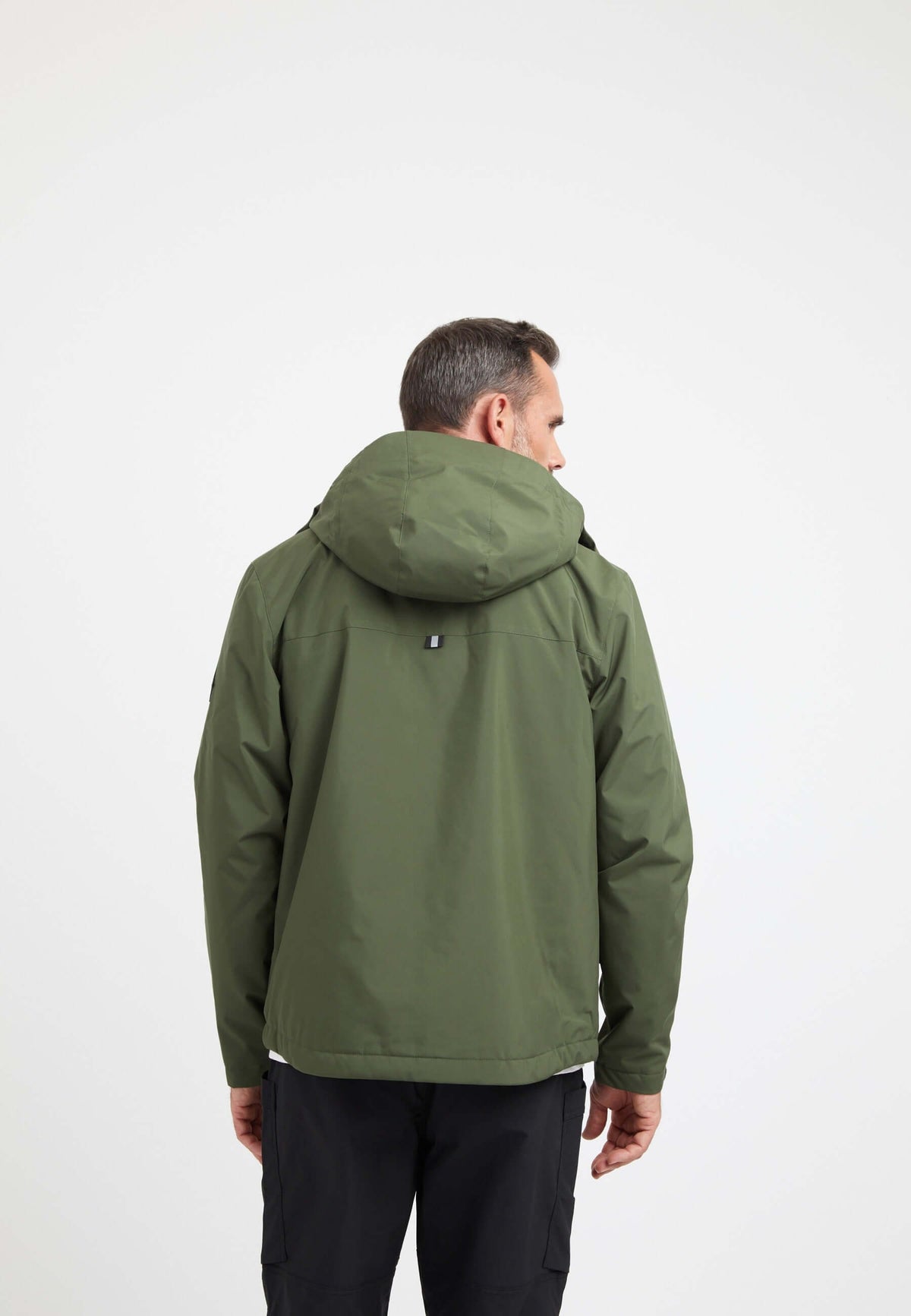 Thorium Hooded Jacket Deep Olive on model full length by JACK1T