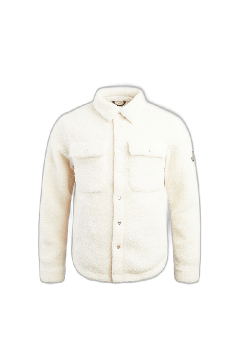 Sherpa Shirt Jacket Ecru flat lay swatch