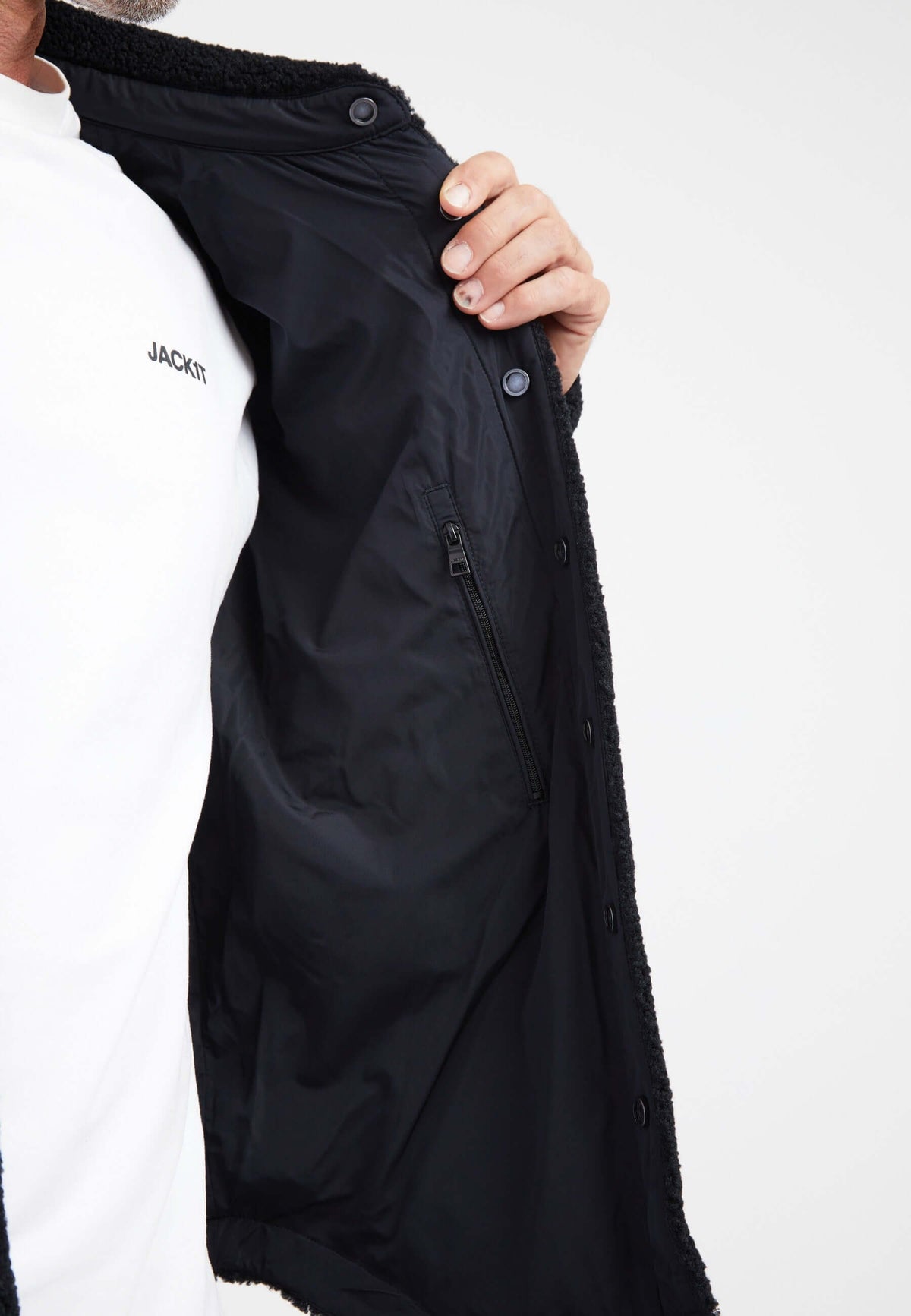 Sherpa Shirt Jacket Black detail shot by JACK1T