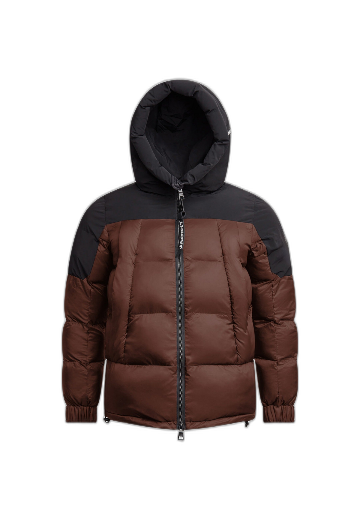 Luna Puffer Jacket Mid Brown Black flat lay cutout