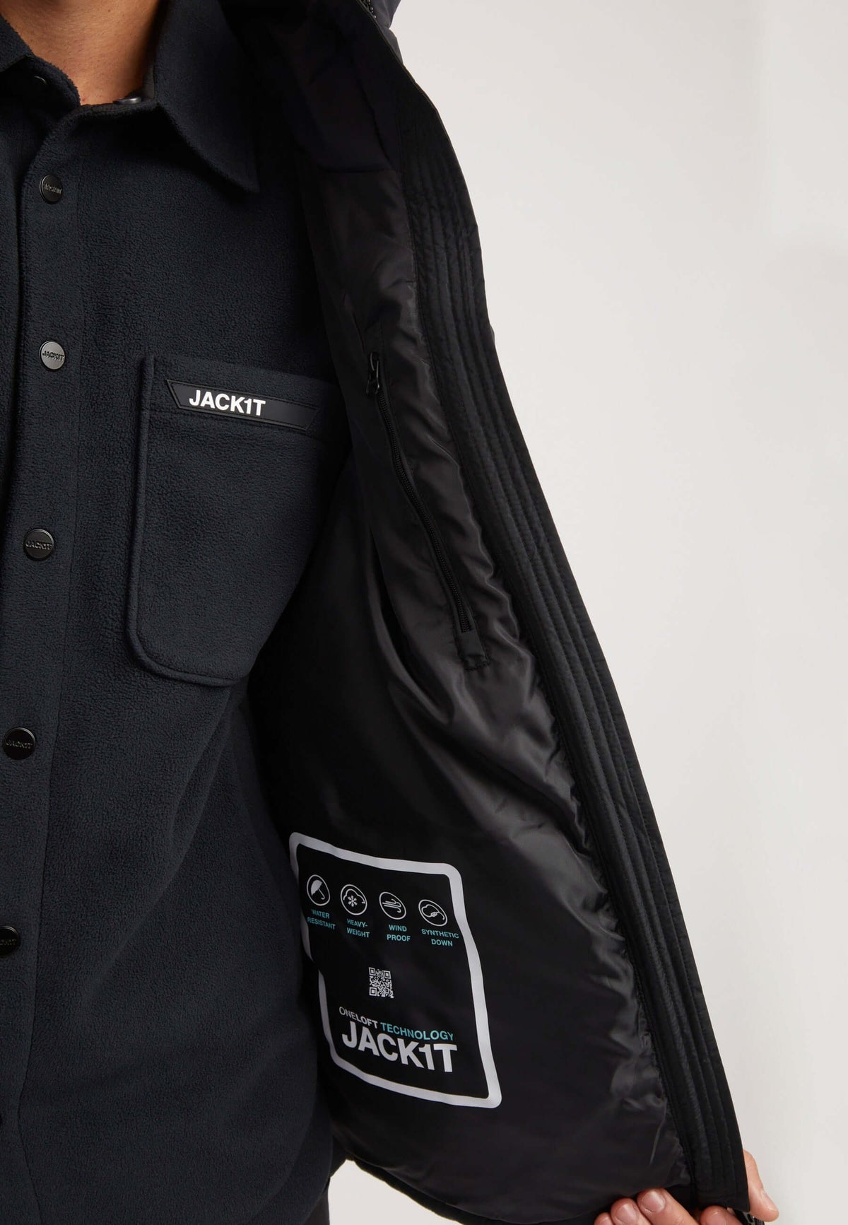Luna Puffer Jacket Black detail shot by JACK1T