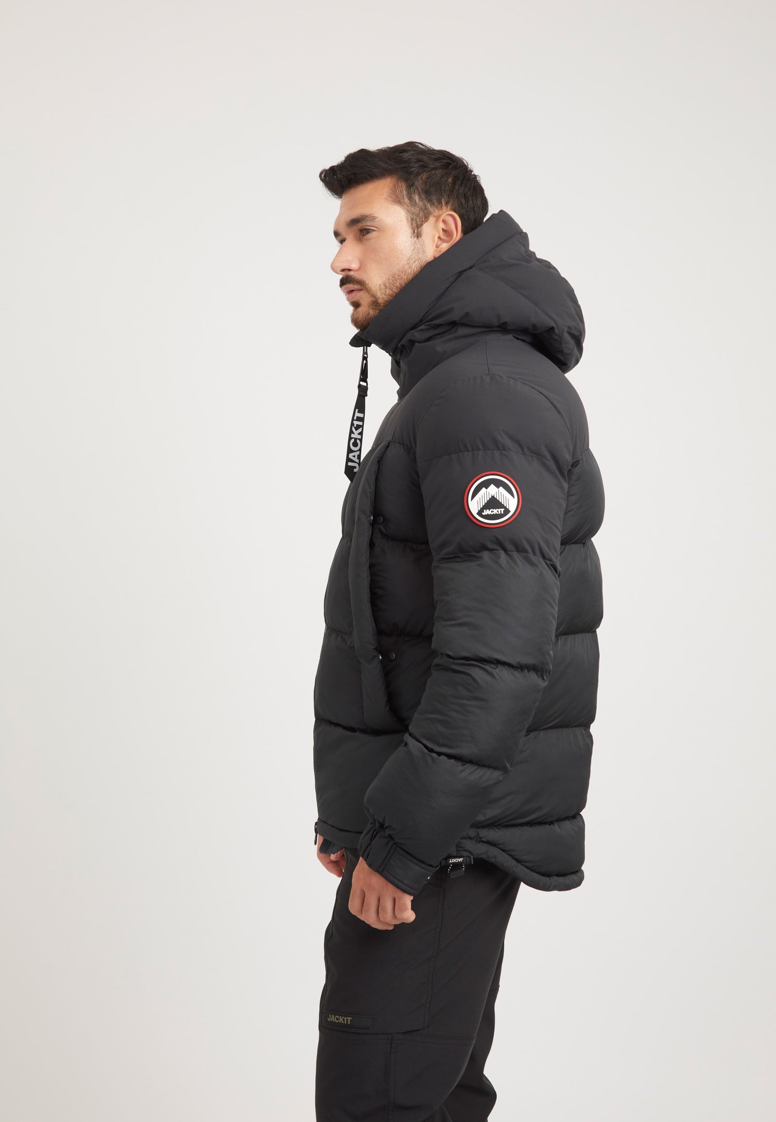 Luna Puffer Jacket Black on model back view by JACK1T