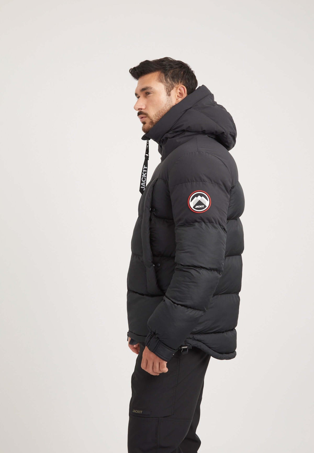 Luna Puffer Jacket Black on model back view by JACK1T