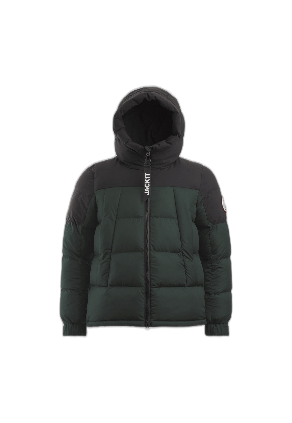 Luna Puffer Jacket Olive Black flat lay cutout