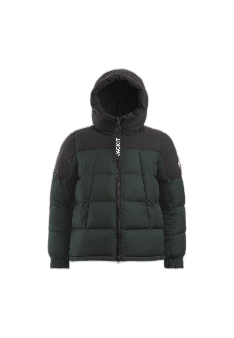 Luna Puffer Jacket Olive Black flat lay cutout