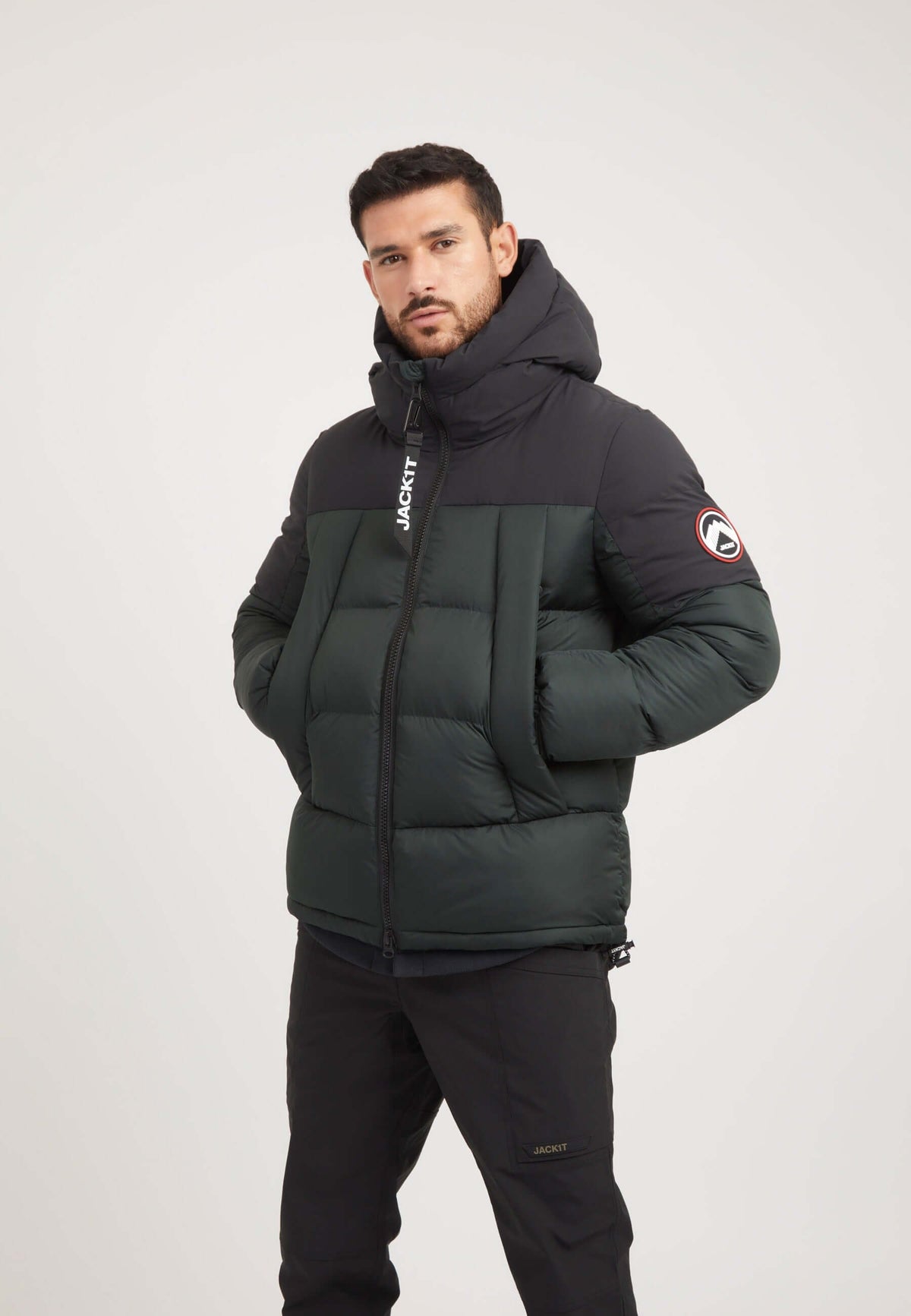 Luna Puffer Jacket Olive/Black styled shot by JACK1T