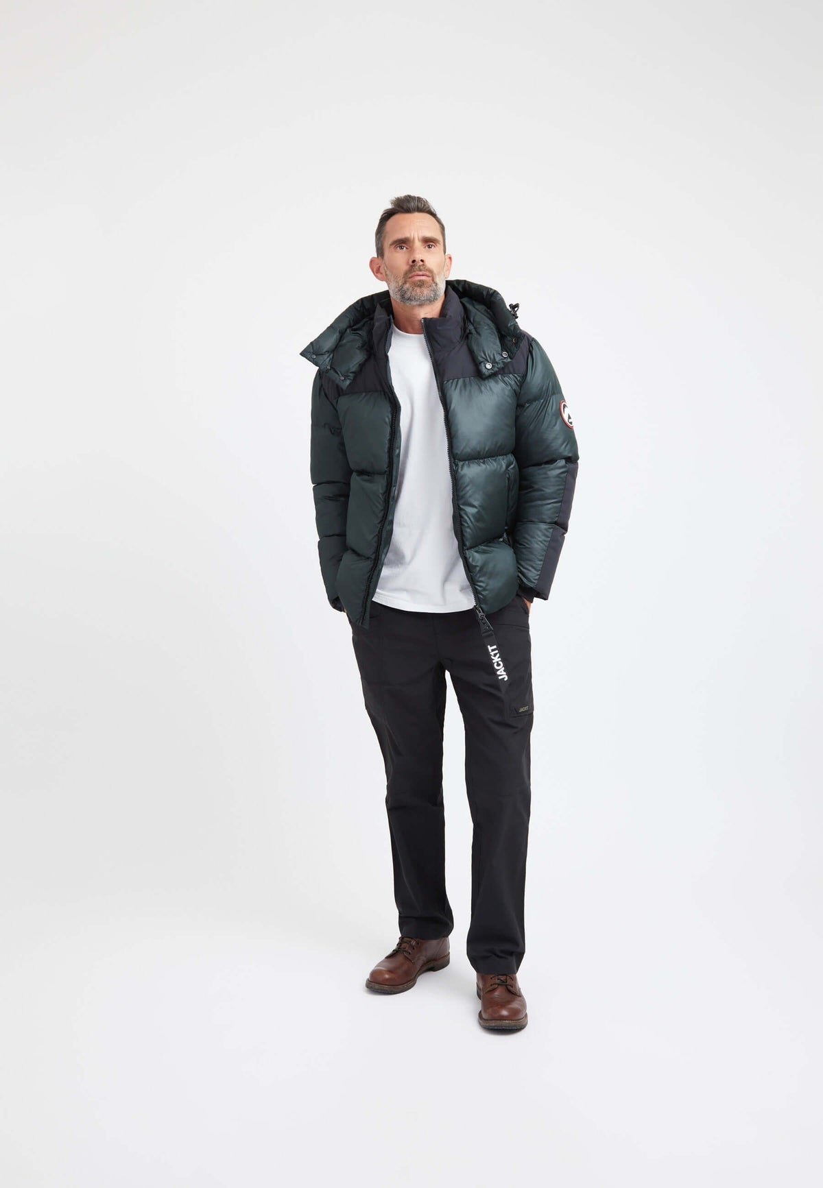 Expedition Parka Olive on model detail by JACK1T