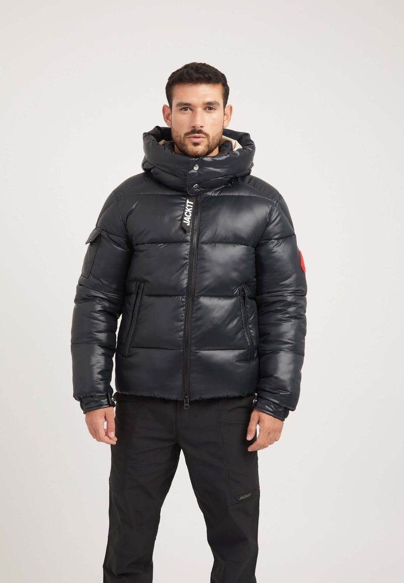 EZ Slick Racer Jacket Black/Stone on model front view by JACK1T