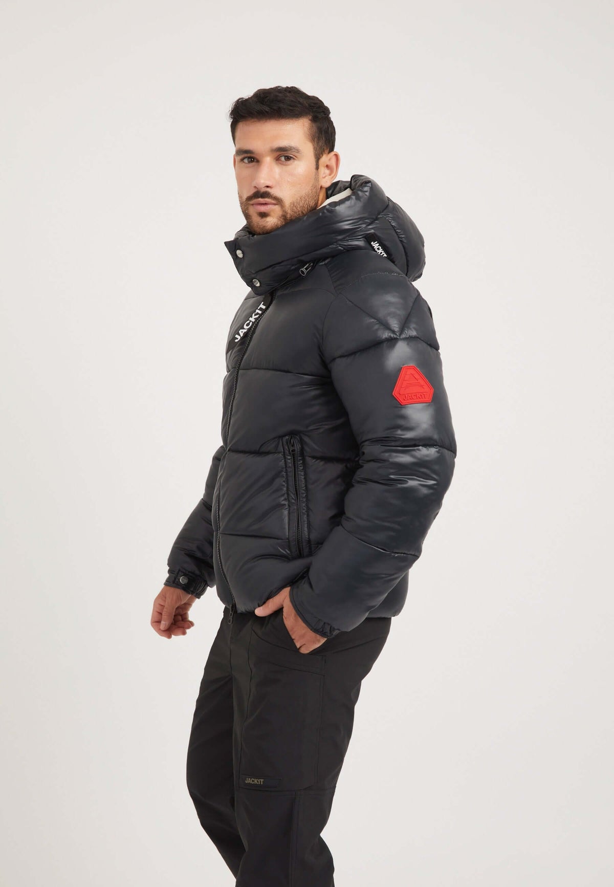 EZ Slick Racer Jacket Black/Stone on model back view by JACK1T