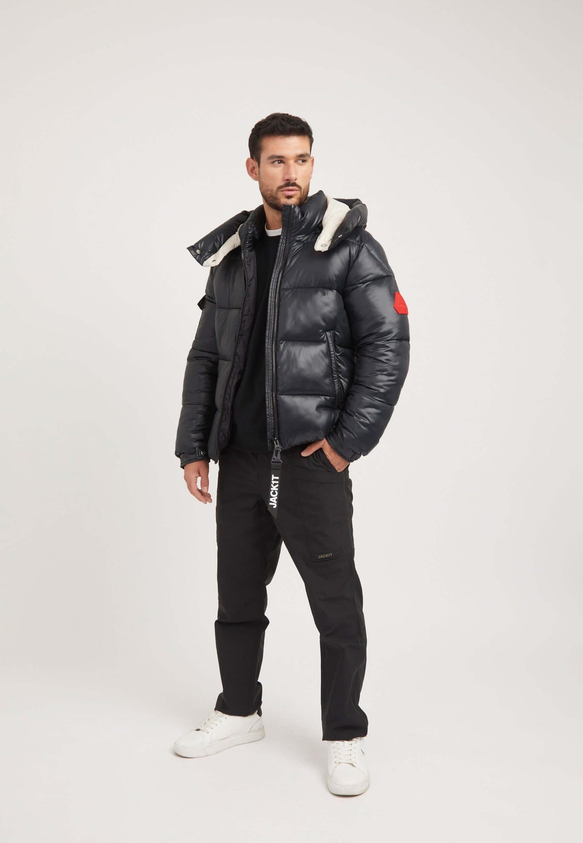EZ Slick Racer Jacket Black/Stone on model detail by JACK1T