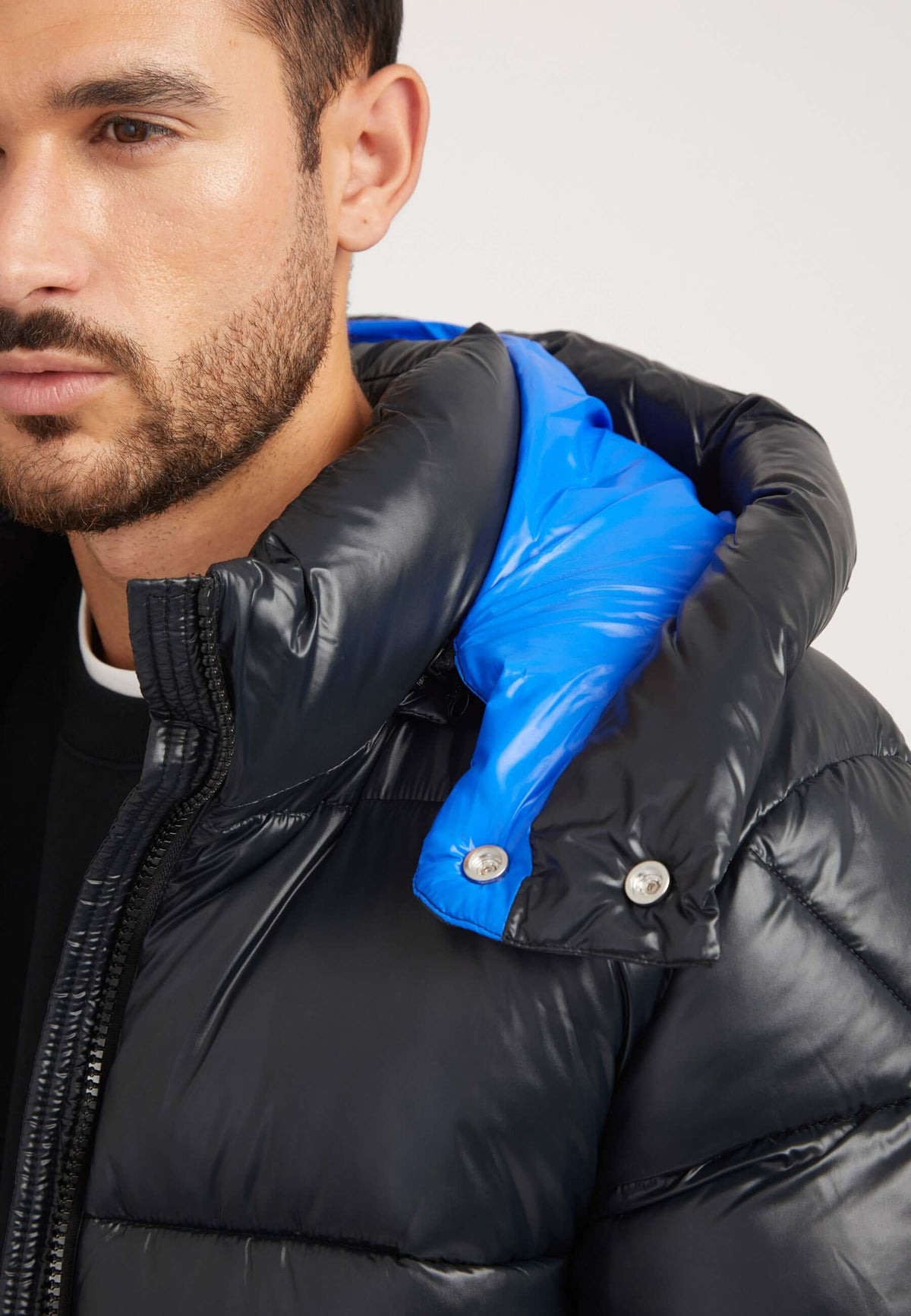 EZ Slick Racer Jacket Black/Glacial Blue detail shot by JACK1T