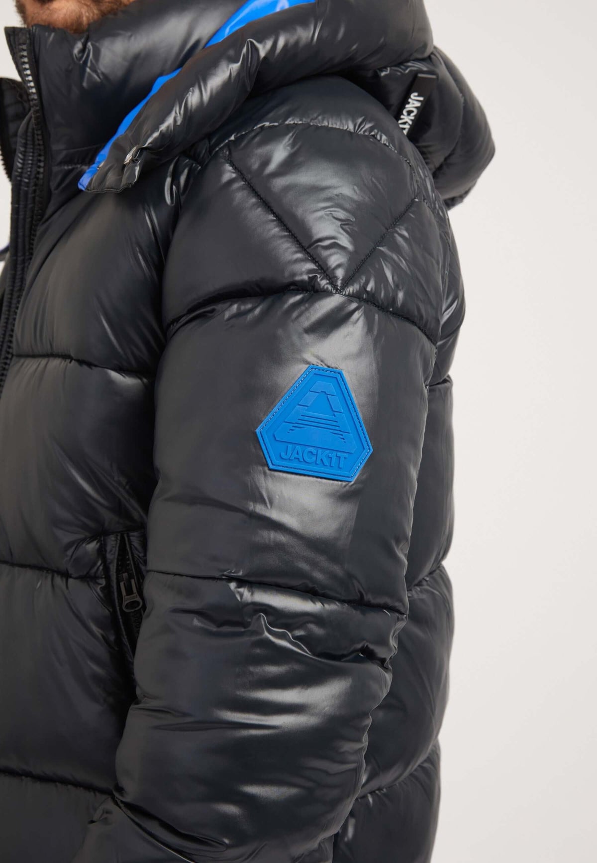 EZ Slick Racer Jacket Black/Glacial Blue detail shot by JACK1T