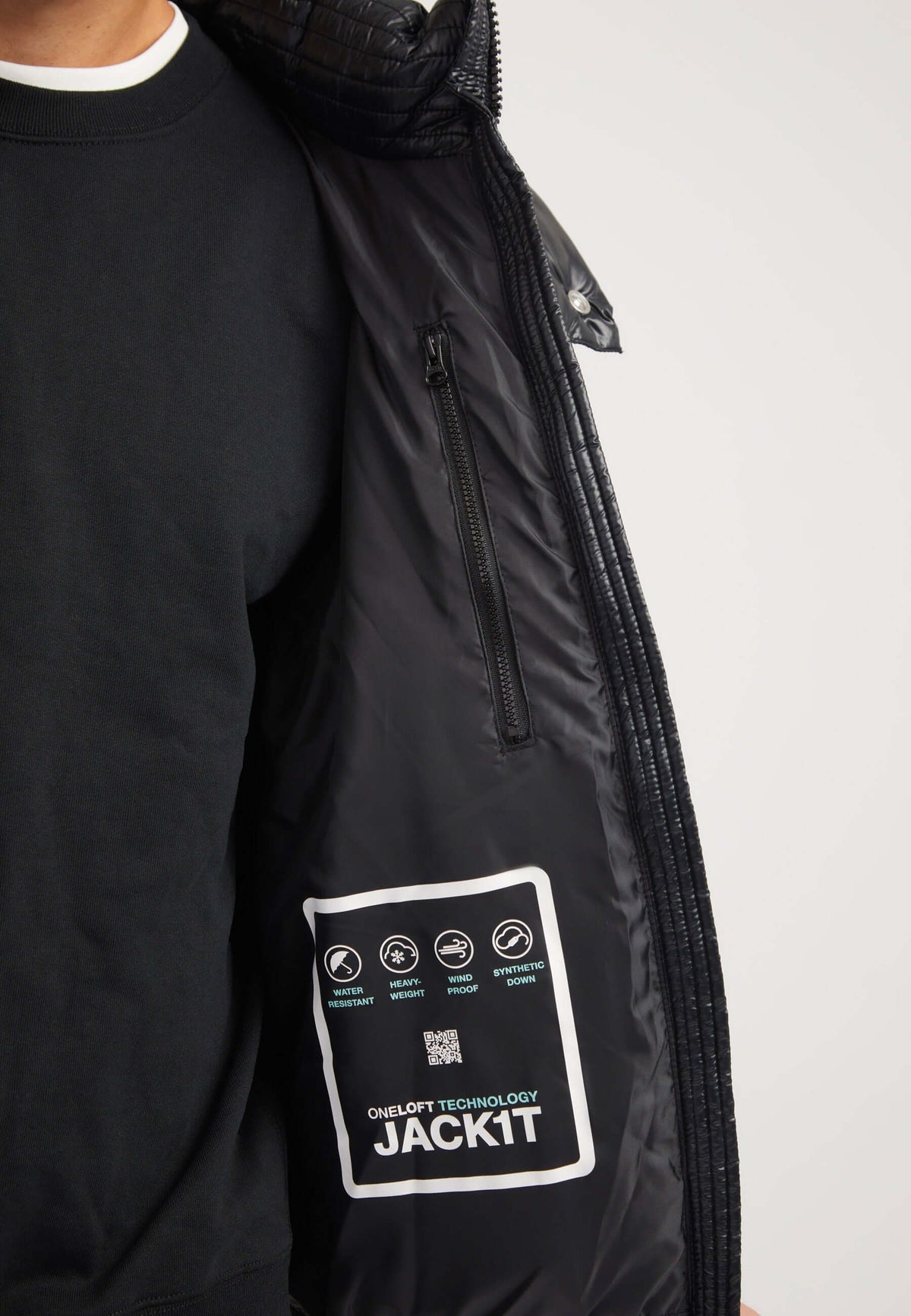 EZ Slick Racer Jacket Black/Glacial Blue detail shot by JACK1T