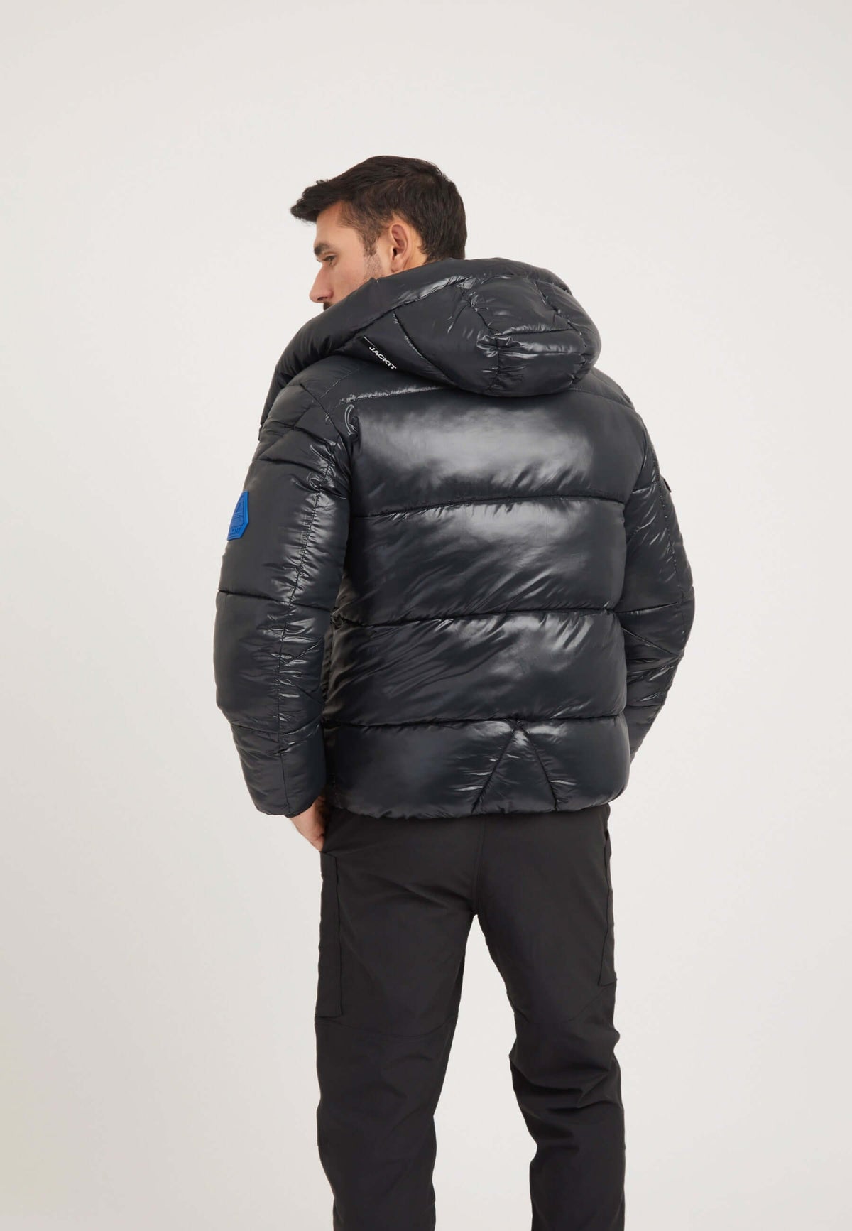 EZ Slick Racer Jacket Black/Glacial Blue on model full length by JACK1T