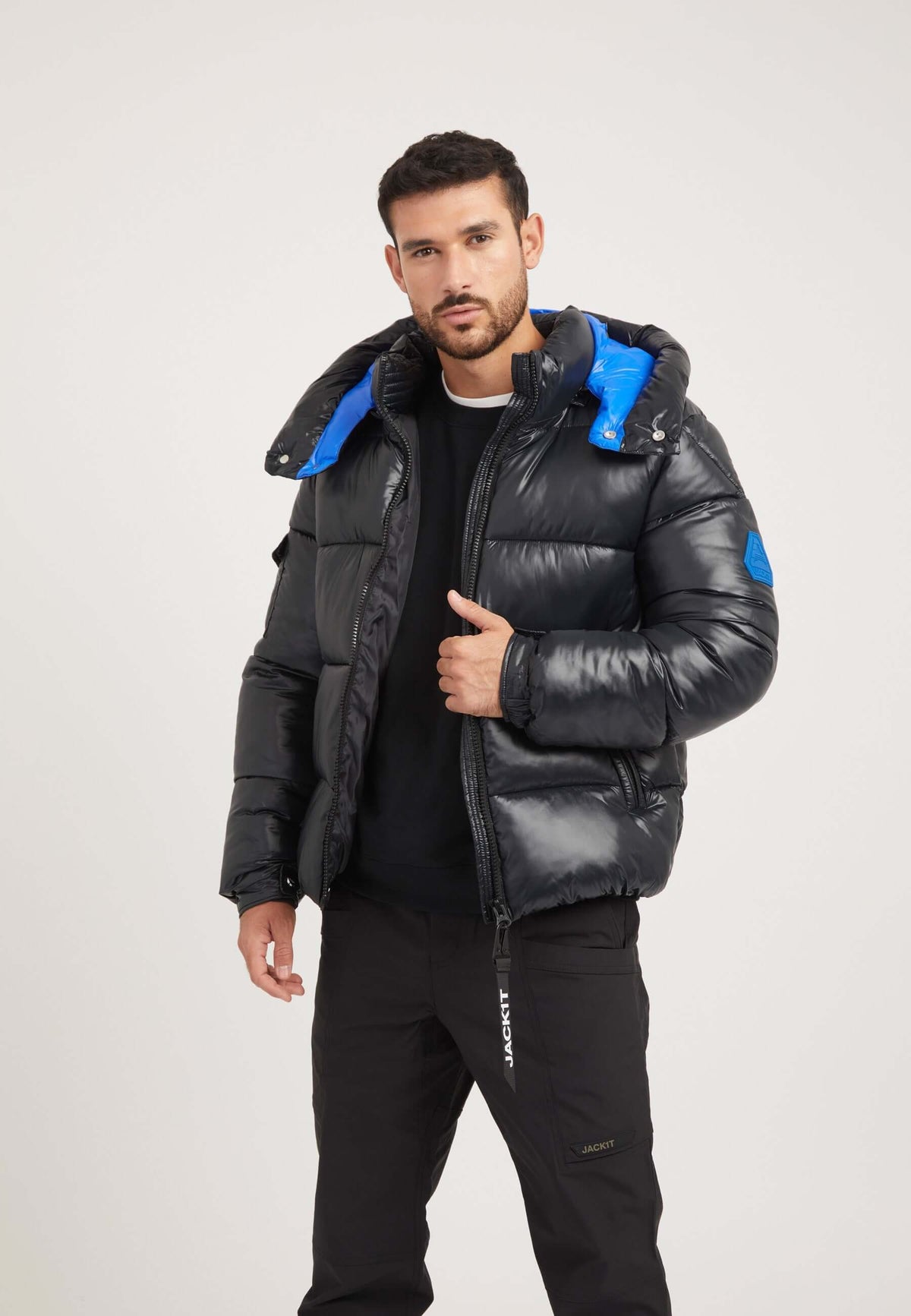 EZ Slick Racer Jacket Black/Glacial Blue styled shot by JACK1T