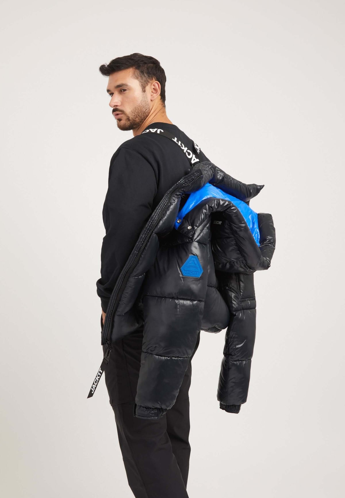 EZ Slick Racer Jacket Black/Glacial Blue styled shot by JACK1T
